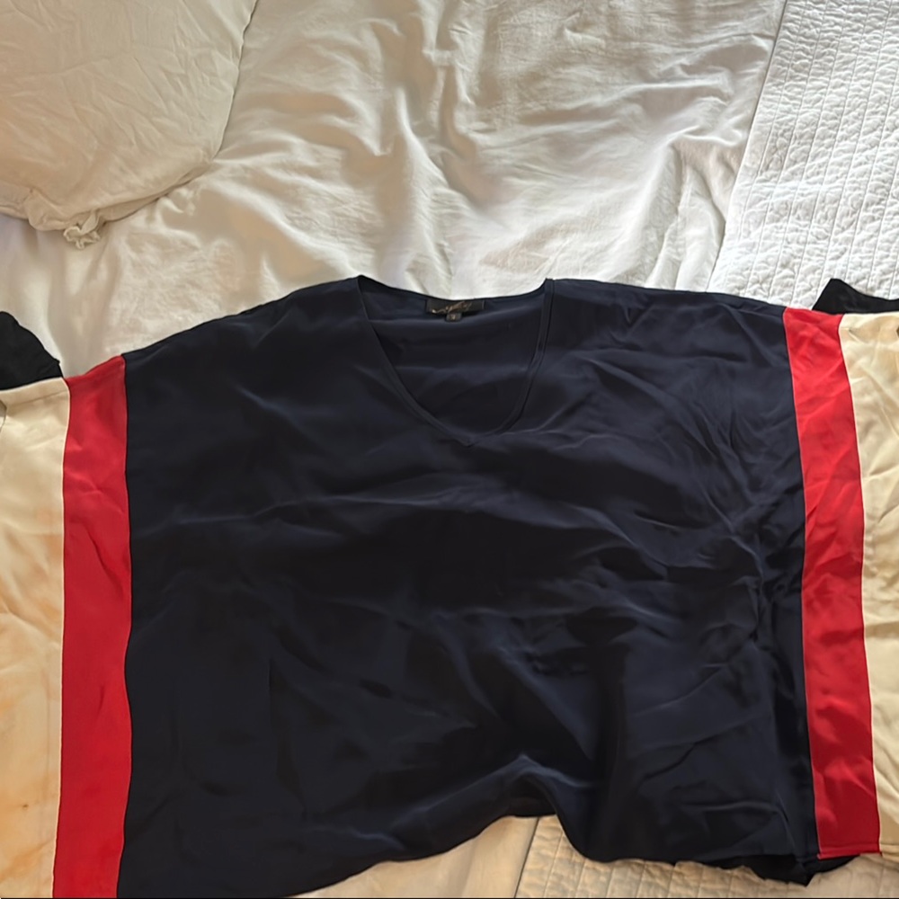 Silk red white and blue capelet top